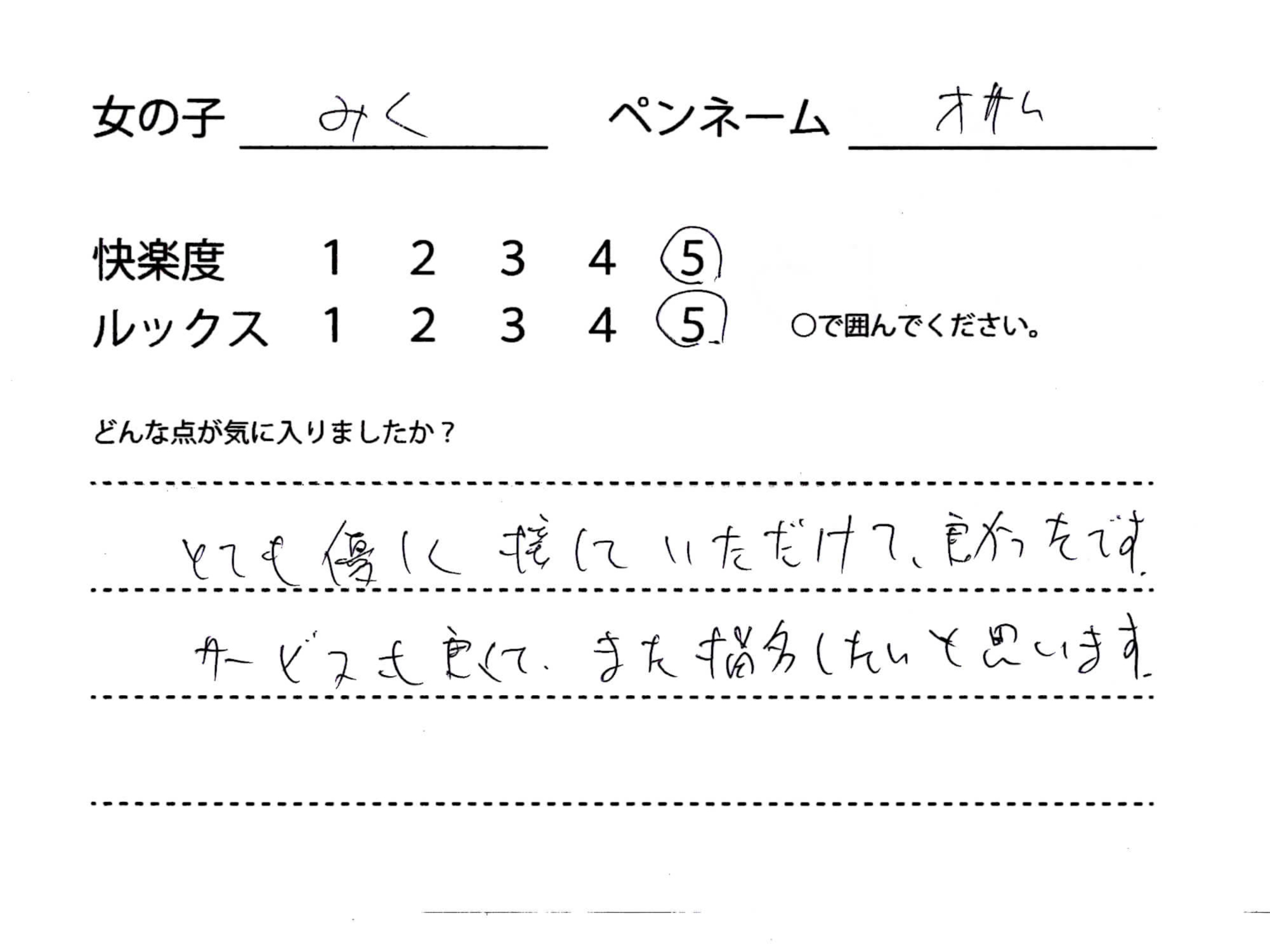 オサム様の口コミ内容