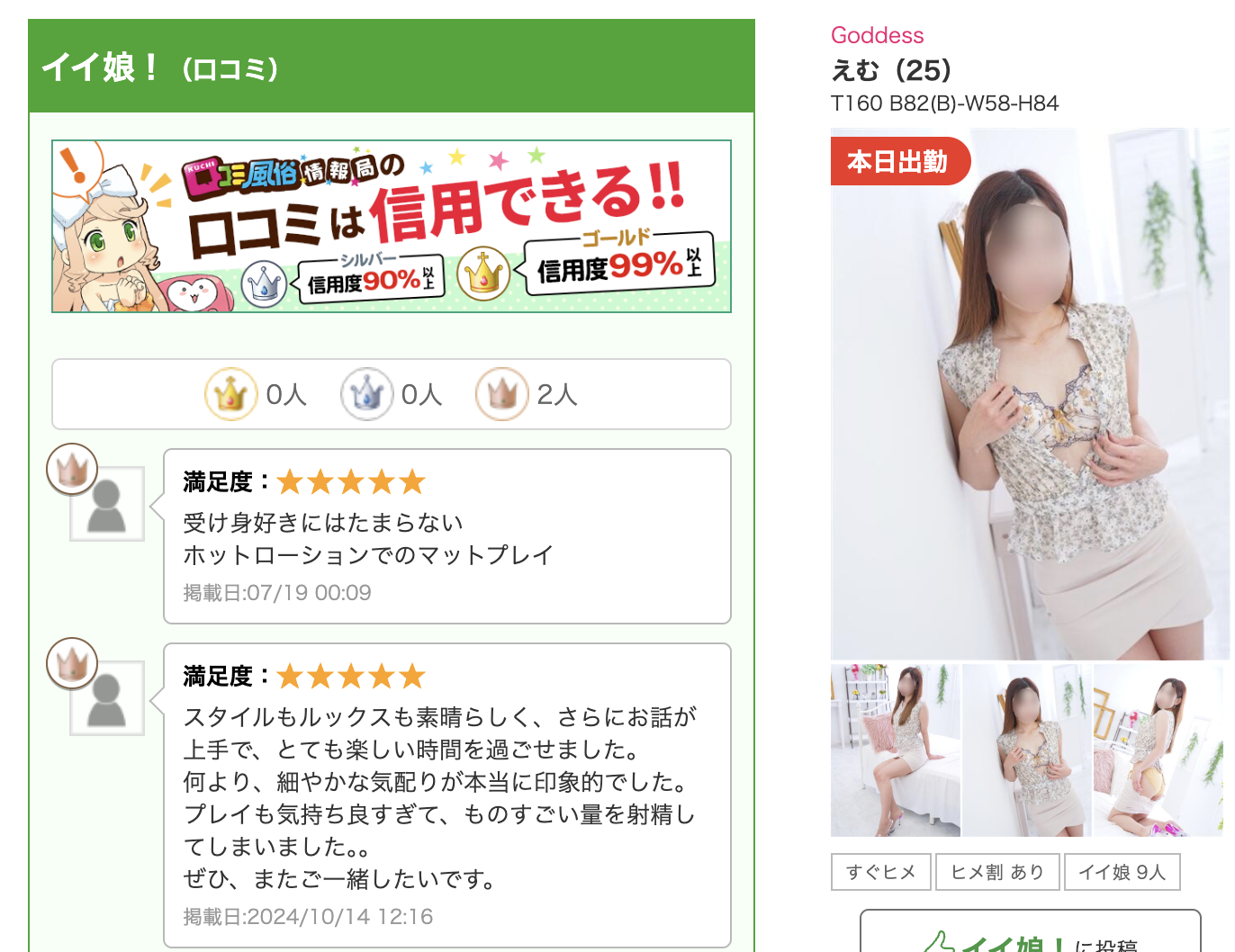 匿名様の口コミ内容